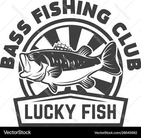 Bass fishing club emblem template with perch Vector Image