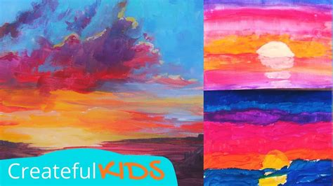 How to Paint Sunsets | Warm vs. Cool Color Theory Art Lesson for Kids - YouTube