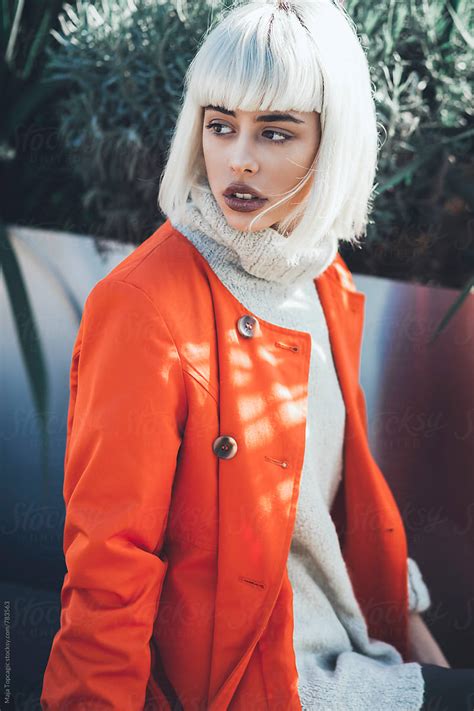 "Young Beautiful Woman With White Hair Outdoors" by Stocksy Contributor ...