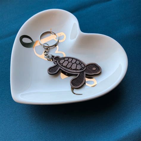 Turtle Keychain Sea Turtle Keychain Wood Turtle Keychain | Etsy