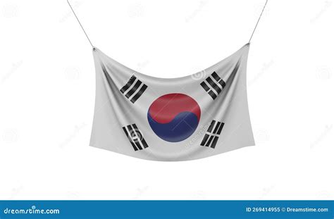 South Korea National Flag Hanging Fabric Banner. 3D Rendering Stock ...