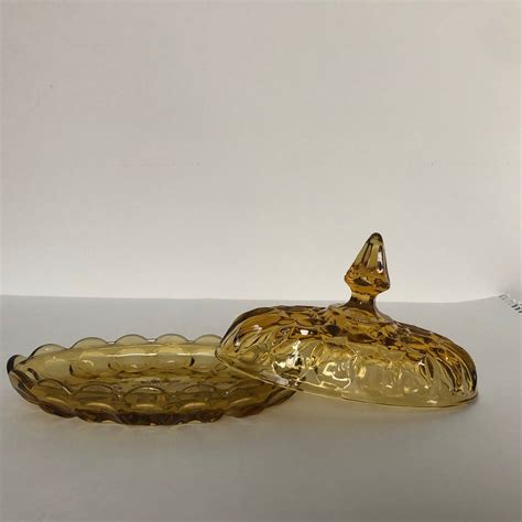 Vintage Anchor Hocking fairfield Amber Glass Covered Butter - Etsy