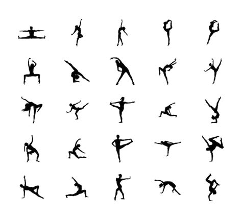 Premium Vector | Easy Gymnastic Poses Silhouette Pack