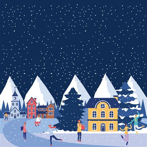 Small town winter scene 679309 Vector Art at Vecteezy