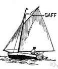 A spar attached to the mast and used to extend the upper edge of a fore-and-aft sail ...