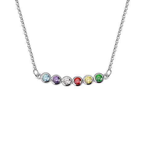 Six Custom Birthstones Necklace for Family