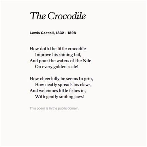 "The Crocodile" by Lewis Carroll. Read more poems at Poets.org. | Poetry for kids, Poems, Poetry ...