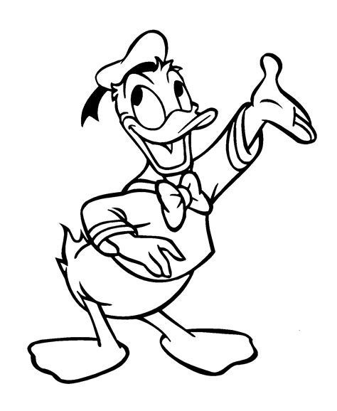 Donald Duck in a good mood - Donald Coloring Pages for Kids