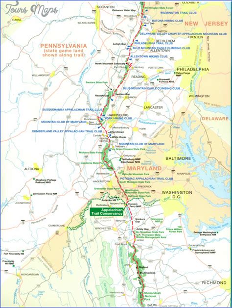 Appalachian Trail Hiking Map - ToursMaps.com