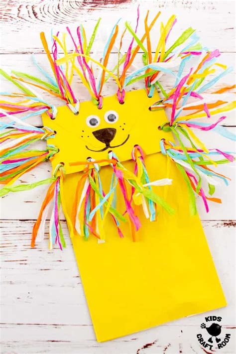 Paper Bag Lion Puppet Craft - Kids Craft Room