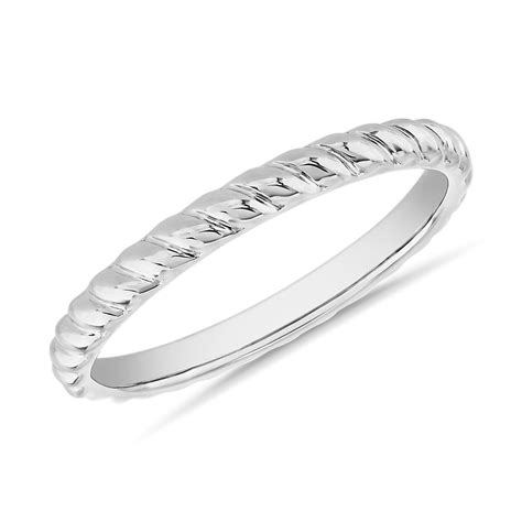 Spiral Stackable Wedding Ring in 14k White Gold (2mm) | Blue Nile TW