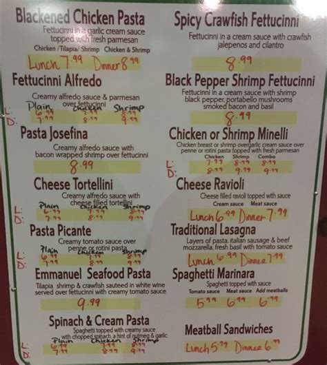 Pasta House Menu, Conway, AR