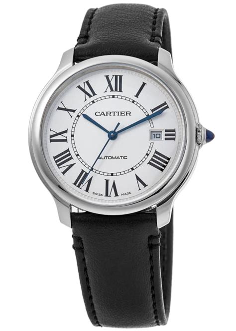 Cartier Ronde Must De Cartier Silver Dial Leather Strap Men's Watch ...