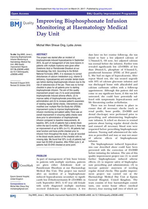 (PDF) Improving Bisphosphonate Infusion Monitoring at Haematology ...