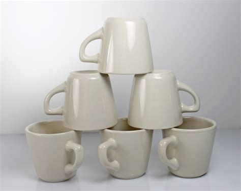 Ultima Coffee Mugs, Diner Mugs, Set of 6, Restaurant Grade, Ivory, New Old Stock, Cafe Mugs