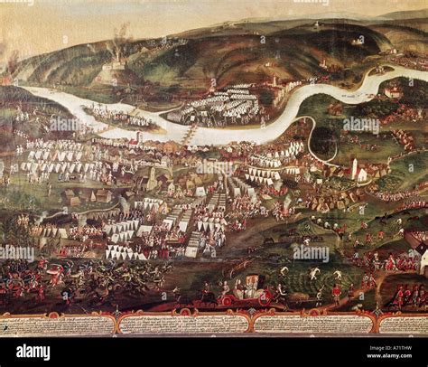 event, war of the Austrian succession 1740 - 1750, Austrian camp on the river Danube near ...