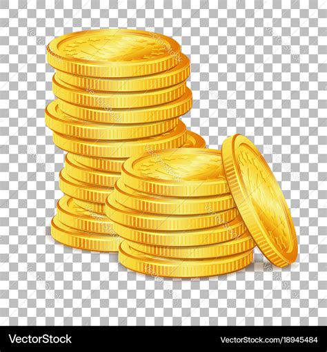 Stack of gold coins on transparent background Vector Image