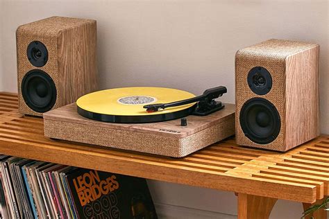 This linen and wood record player is perfect for hyping yourself up at home! - Yanko Design