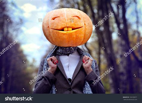 Halloween Pumpkin Head Girl Stock Photo 156183071 : Shutterstock