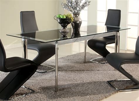 Black Glass Extendable Dining Table with Chrome Legs Philadelphia Pennsylvania CHTAR