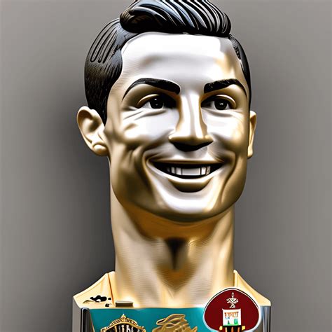 Cristiano Ronaldo Smiling Face White Gold Clay Statue Small Football ...