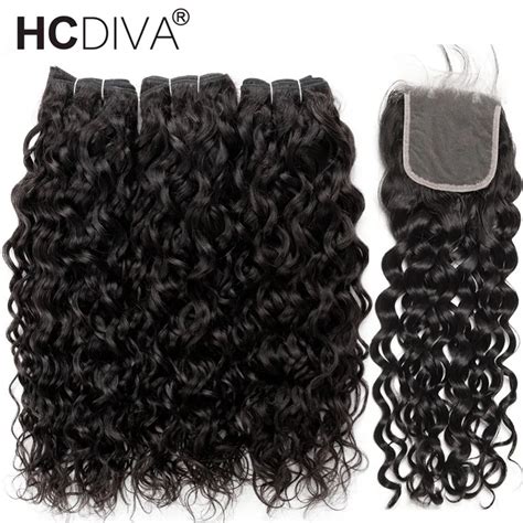 Aliexpress.com : Buy Brazilian Water Wave 3 Bundles With Closure Human Hair Water Wave Bundles ...