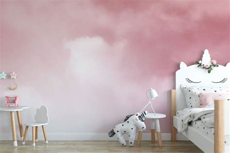 Pink Wallpaper Beautiful Pink Sky With Natural White Clouds - Etsy