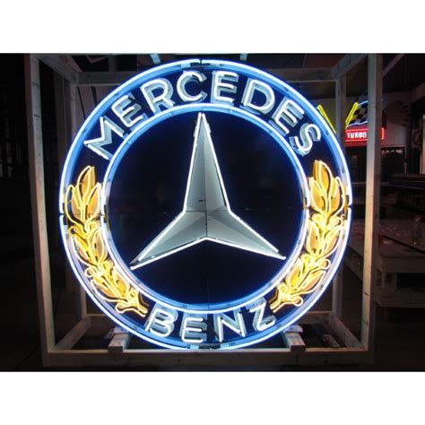 New "Mercedes Benz" Double-Sided Porcelain Neon Sign 72 IN Diameter ...