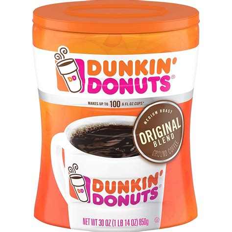 Dunkin Donuts Original Blend Ground Coffee Canister, Medium Roast, 30 ...