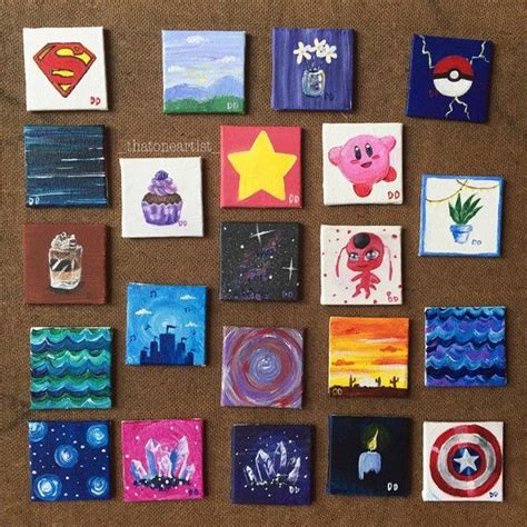 CUSTOM Tiny Paintings/Miniature 2"x 2" Acrylic Paintings/Custom Mini ...