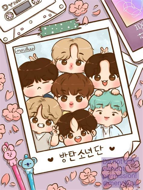 BTS Cute Drawing Wallpaper