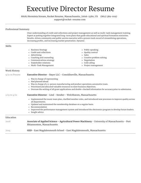 Executive Director Resume Template Word