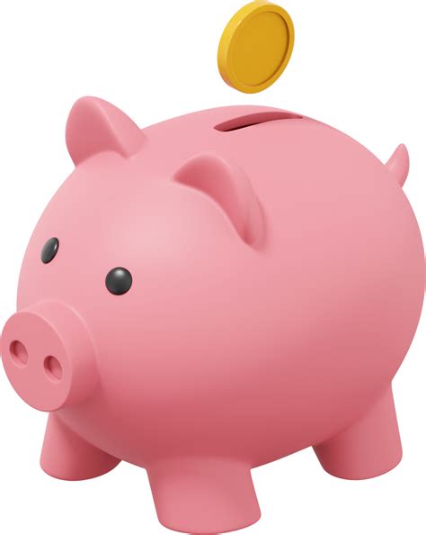 Pink piggy bank, dropping coins. PNG icon on transparent background. 3D rendering. 12623102 PNG