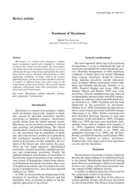 (PDF) Treatment of myoclonus