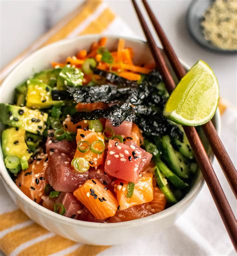 Salmon Poke Bowl with Roe and Watercress | Carolyn's Cooking