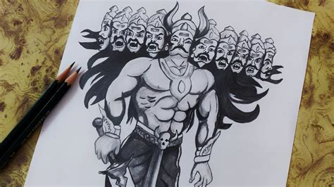 Ravana Drawing | Dusshera 2020 drawing for beginners - YouTube