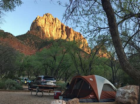 Watchman Campground at Zion National Park Site D012. The most scenic site Ive been to under the ...