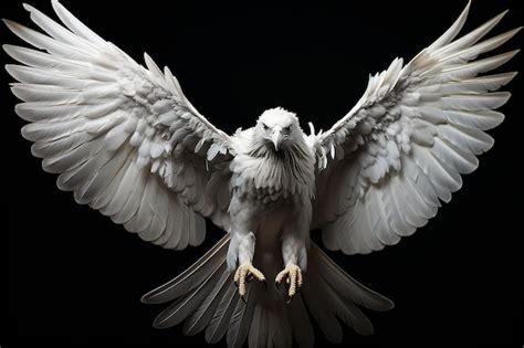 Premium Photo | White eagle flying in black background