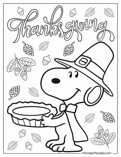 Thanksgiving Snoopy Coloring Pages