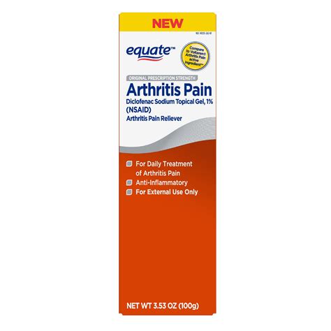 Equate Arthritis Pain Relieving Gel, Diclofenac Sodium Gel 1%, 3.53oz, 100gm - Walmart.com