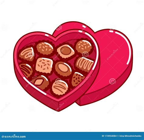 Heart Shaped Box of Chocolates Stock Vector - Illustration of milk, date: 174954084