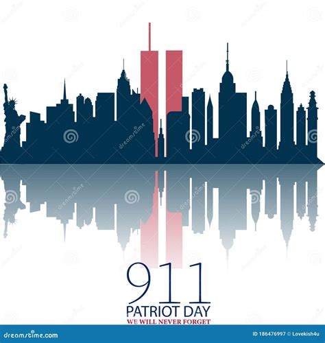 Twin Towers In New York City Skyline. September 11, 2001 Vector Poster. Patriot Day, September ...