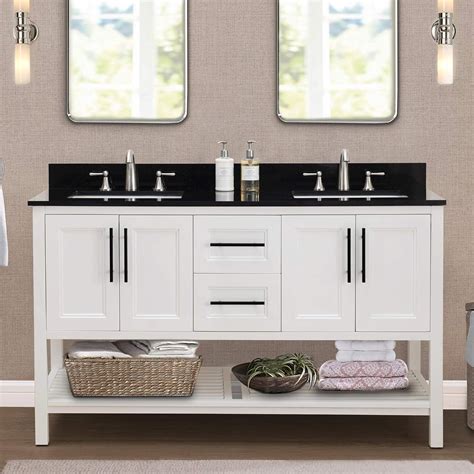 Amazon.com: SJ Collection Nixie 60 in. Transitional Style Double Sink Bathroom Vanity, White ...