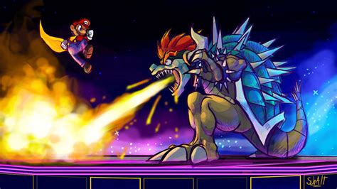 Mario VS Giga Bowser by RageofDarkness on DeviantArt