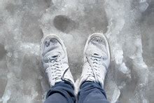 Melting Ice With Footprints Free Stock Photo - Public Domain Pictures
