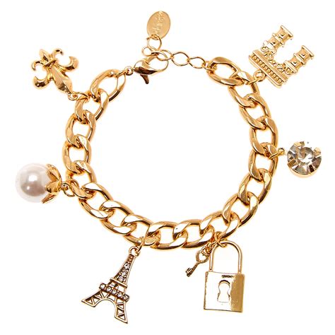 Gold Paris Charm Bracelet | Claire's US