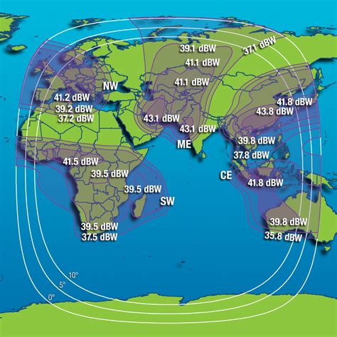 Coverage maps satellite, Satellite reception area