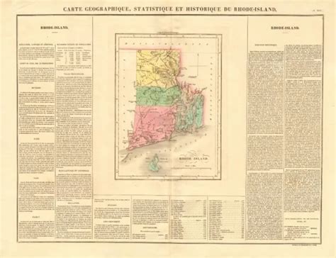 RHODE ISLAND ANTIQUE state map. Counties. BUCHON 1825 old chart $61.02 - PicClick