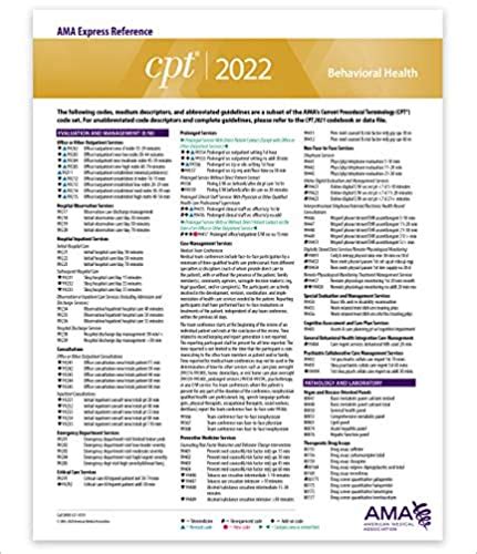 Cpt express reference coding card 2022 behavioral health – Artofit