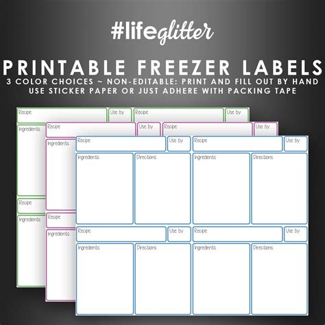 Freezer Bag Labels Printable Labels Crockpot Cooking Recipe Cards Organization Supplies Storage ...